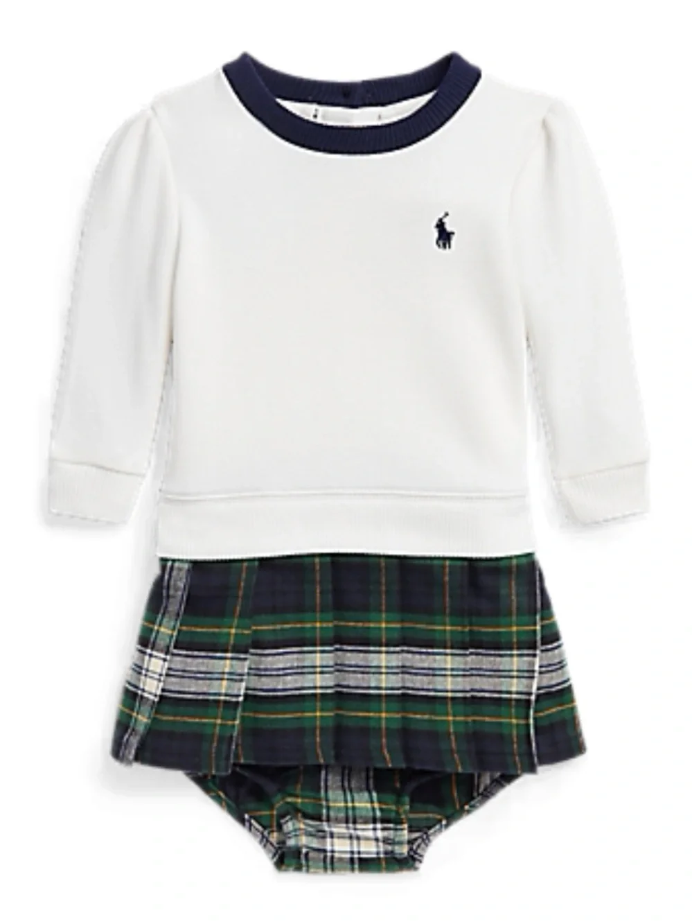 Ralph Lauren Plaid Pleated Fleece Dress and Bloomers